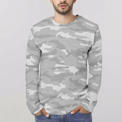 Light Gray Camouflage Unisex Long Sleeve Shirt Men's Lightweight Long Sleeve T-shirt