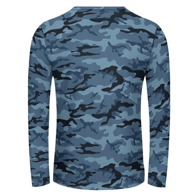 Steel Blue Navy Camouflage Long Sleeve Shirt