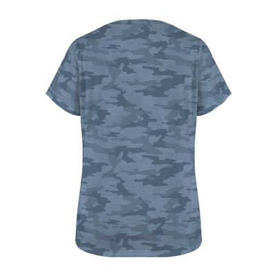 Steel Blue Navy Camouflage Women's T-Shirt