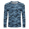 Steel Blue Navy Camouflage Long Sleeve Shirt