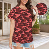 Dark Red Camouflage Women's T-Shirt