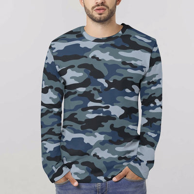 Blue Navy Camouflage Long Sleeve Shirt