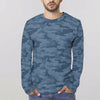 Steel Blue Navy Camouflage Long Sleeve Shirt
