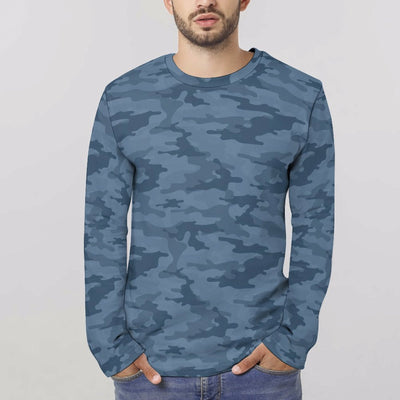 Steel Blue Navy Camouflage Long Sleeve Shirt
