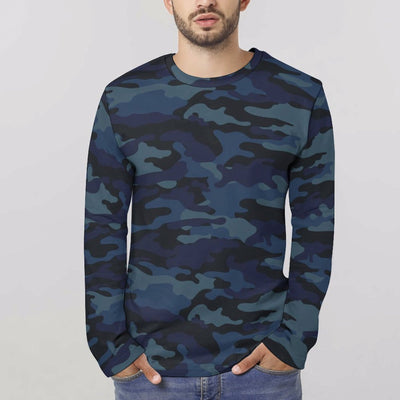 Dark Blue Navy Camouflage Long Sleeve Shirt
