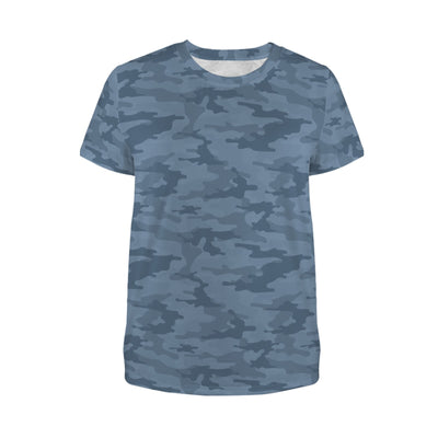 Steel Blue Navy Camouflage Women's T-Shirt