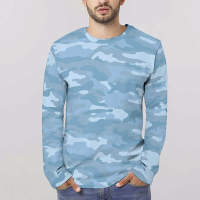Light Blue Camouflage Unisex Long Sleeve Shirt