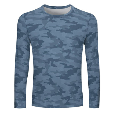 Steel Blue Navy Camouflage Long Sleeve Shirt