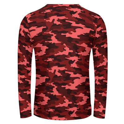 Dark Red Camouflage Long Sleeve Shirt