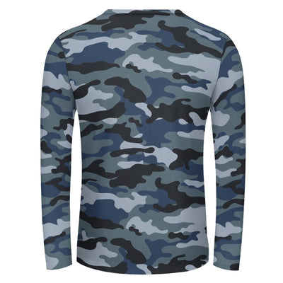 Blue Navy Camouflage Long Sleeve Shirt