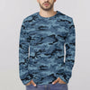 Steel Blue Navy Camouflage Long Sleeve Shirt