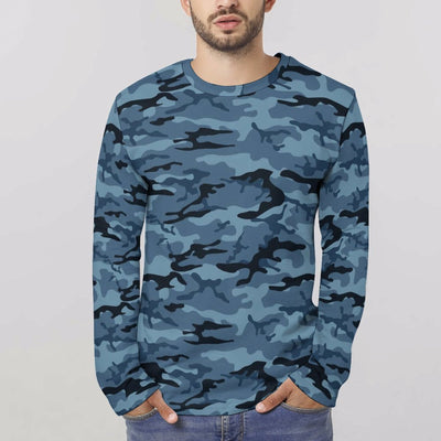 Steel Blue Navy Camouflage Long Sleeve Shirt