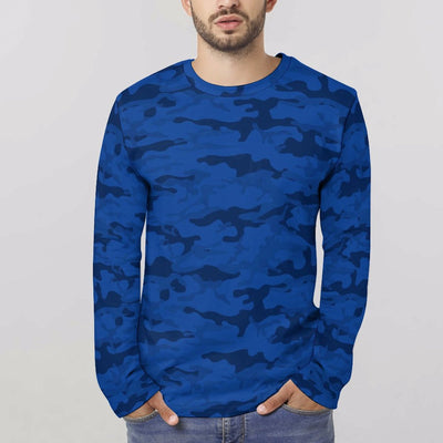 Dark Blue Navy Camouflage Long Sleeve Shirt