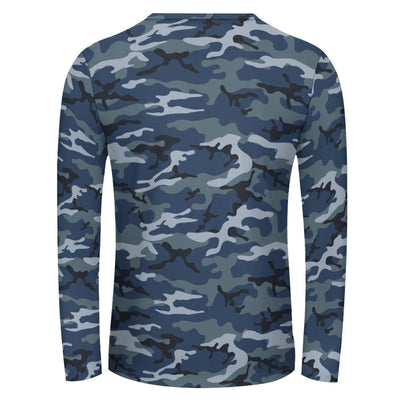 Blue Navy Camouflage Long Sleeve Shirt