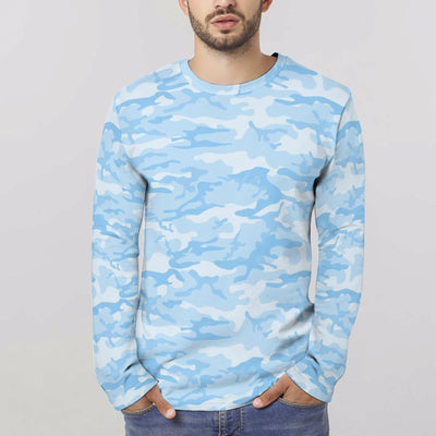 Light Blue Camouflage Unisex Long Sleeve Shirt
