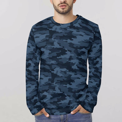 Dark Blue Camouflage Long Sleeve Shirt