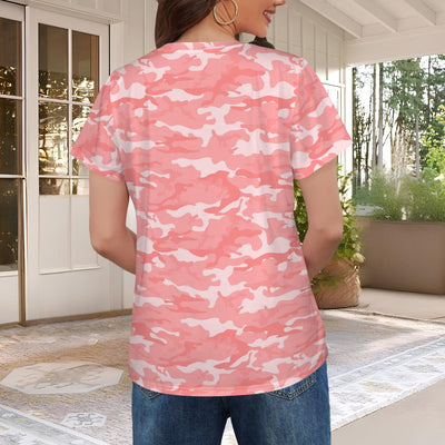 Light Red Pink Camouflage Women's T-Shirt