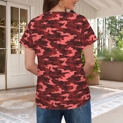 Dark Red Camouflage Women's T-Shirt