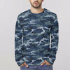 Blue Navy Camouflage Long Sleeve Shirt