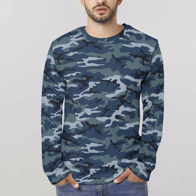 Blue Navy Camouflage Long Sleeve Shirt