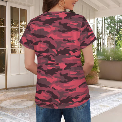 Dark Red Camouflage Women's T-Shirt