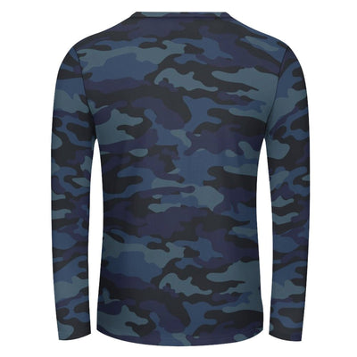 Dark Blue Navy Camouflage Long Sleeve Shirt