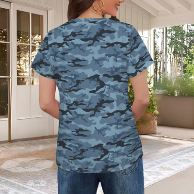 Blue Navy Camouflage Women's T-Shirt