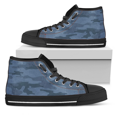 Steel Blue Navy Camouflage High Top Shoes