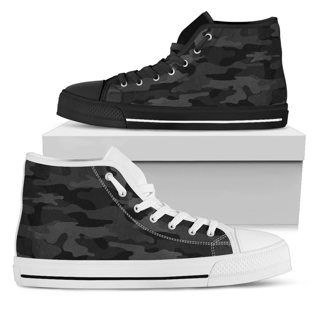 Dark Gray Camouflage High Top Shoes
