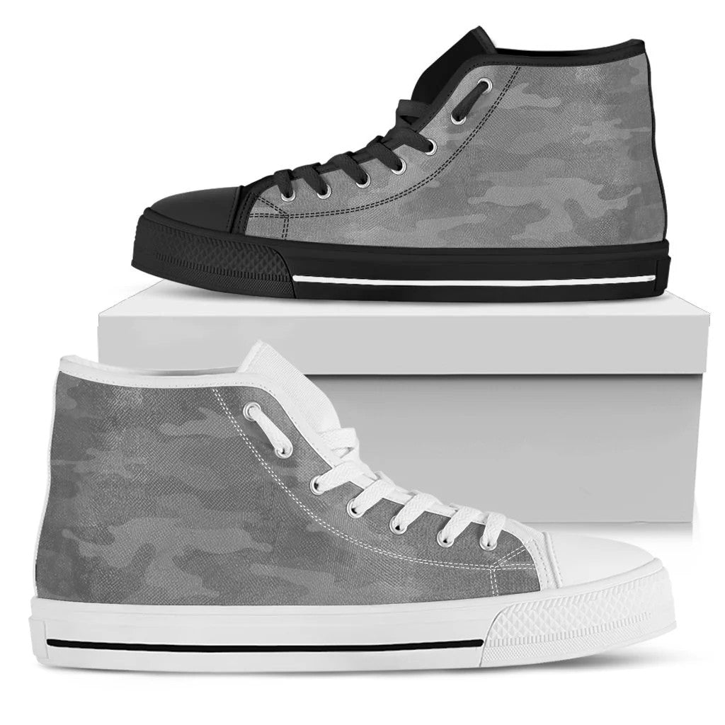Gray Camouflage High Top Shoes