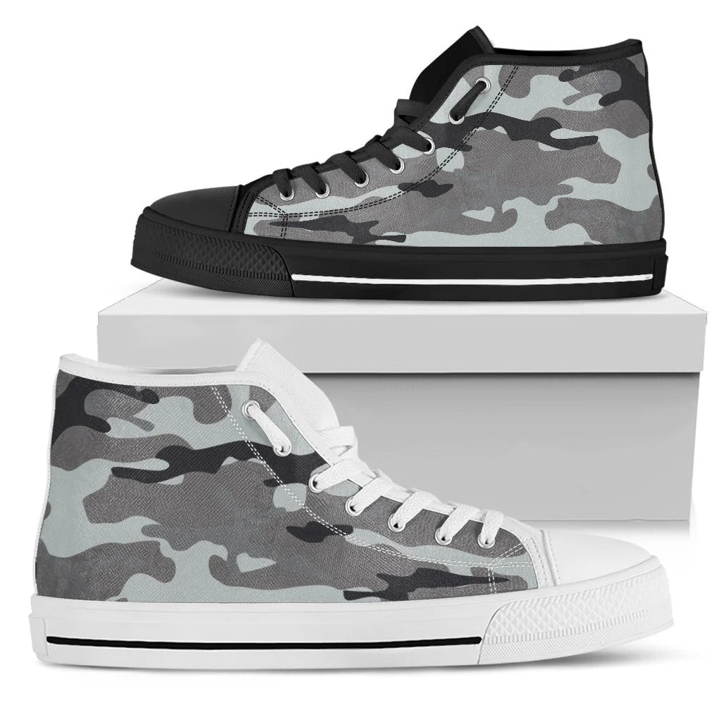 Gray Camouflage High Top Shoes