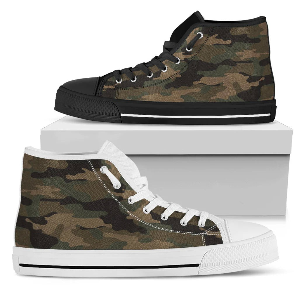Dark Woodland Camouflage High Top Shoes
