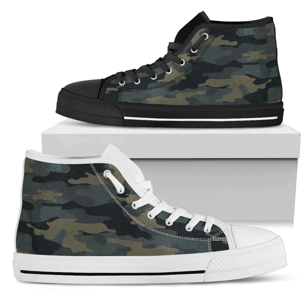 Dark Woodland Camouflage High Top Shoes