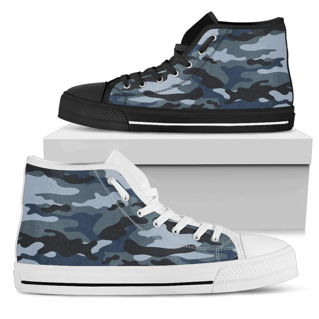 Blue Camouflage High Top Shoes