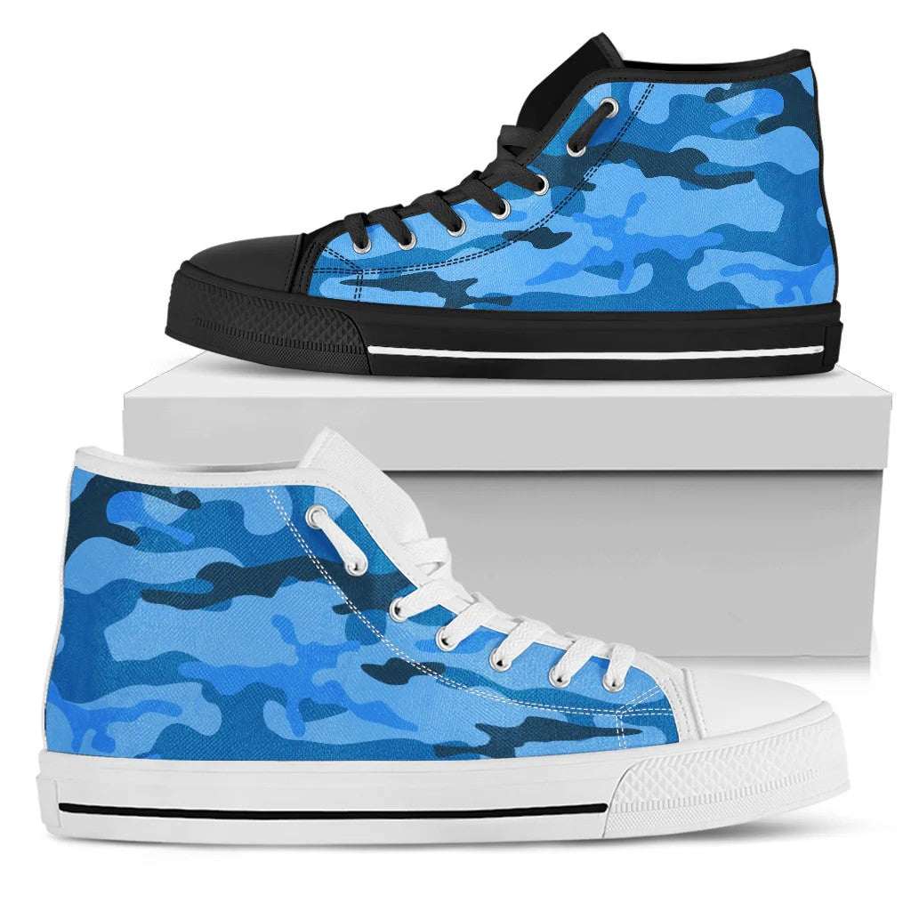 Blue Camouflage High Top Shoes