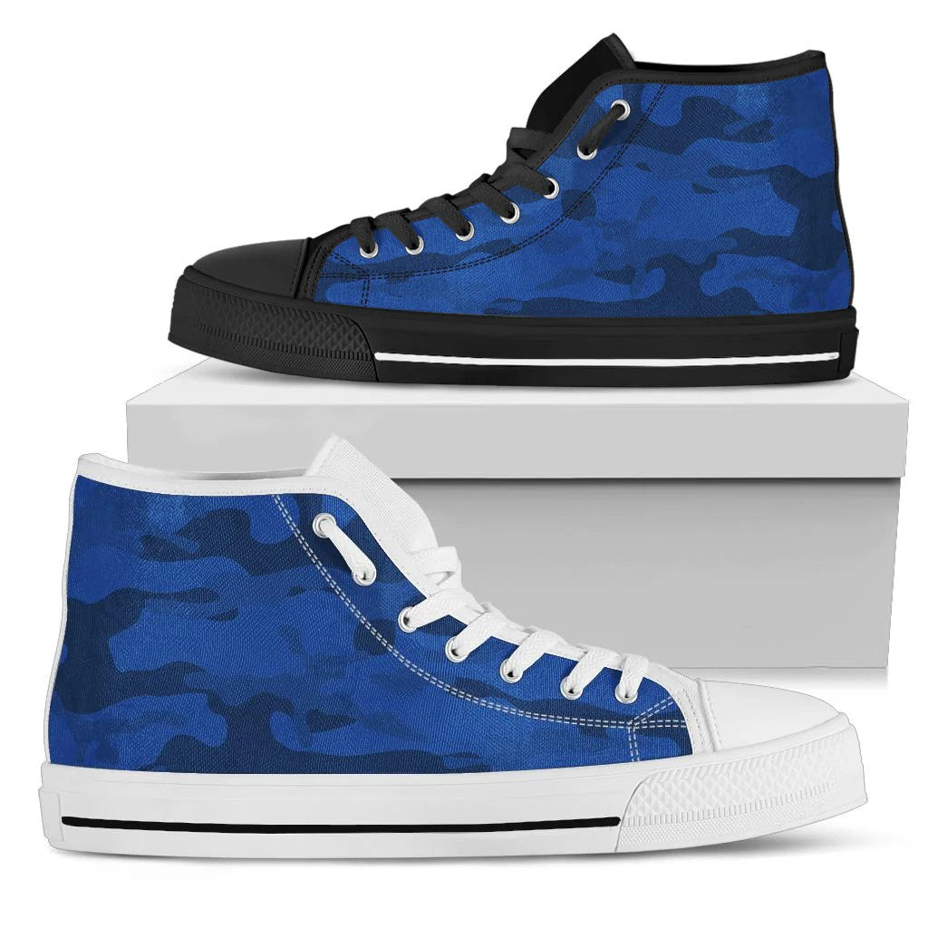 Dark Blue Navy Camouflage High Top Shoes
