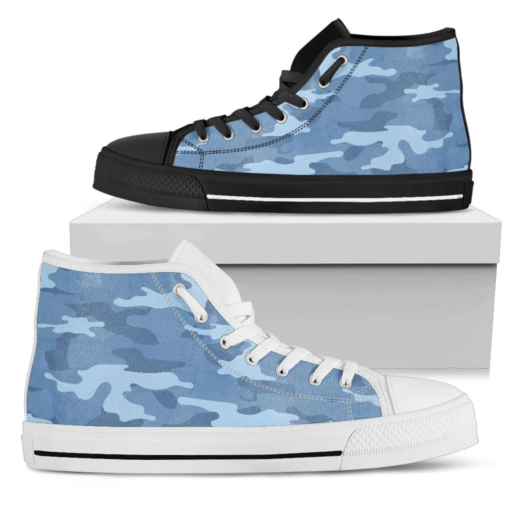 Blue Camouflage High Top Shoes