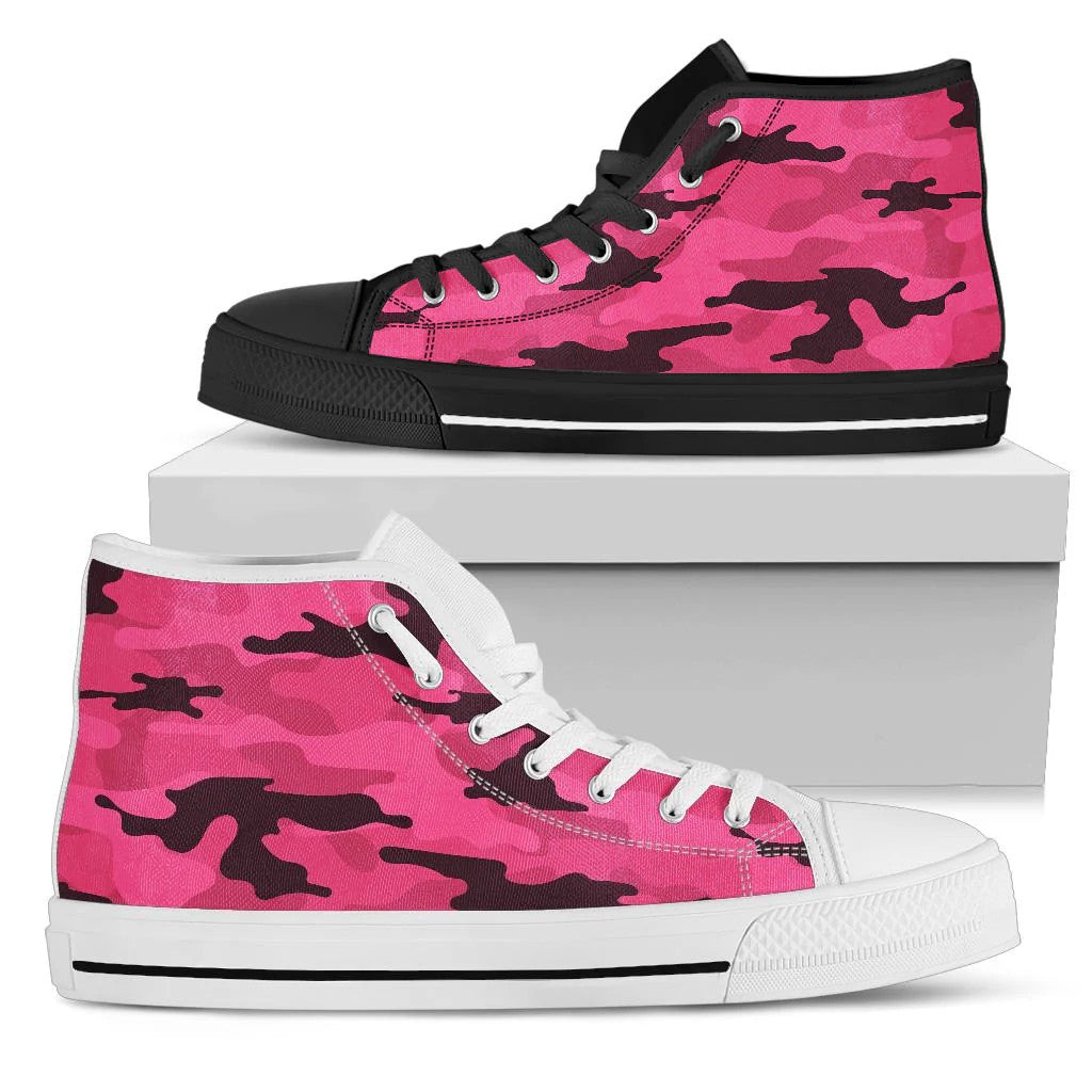 fluorescent Pink Camo High Top Shoes