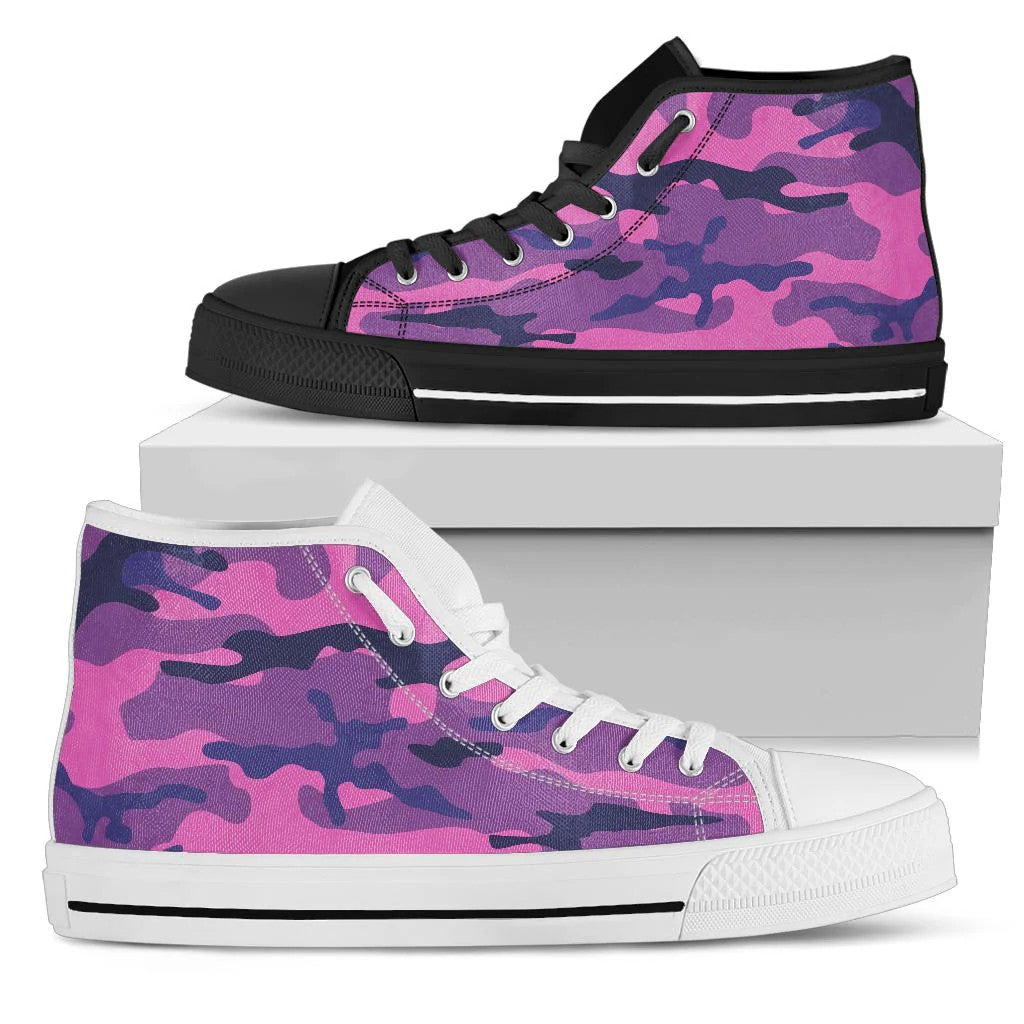 Purple Camouflage High Top Shoes