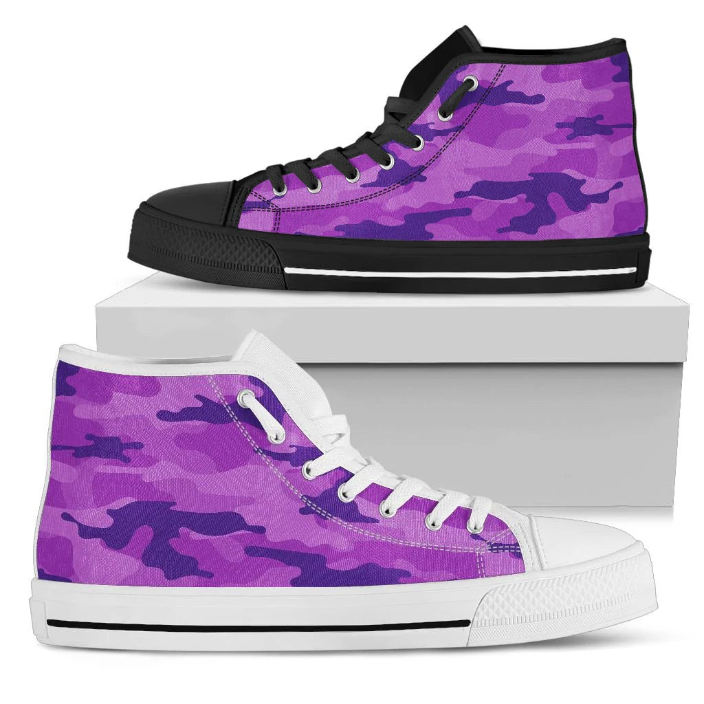 Purple Camouflage High Top Shoes