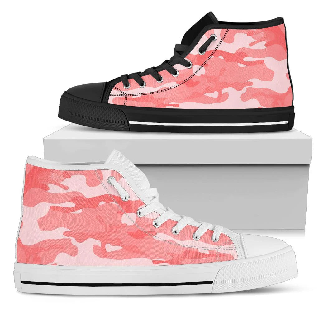 Light Red Pink Camouflage High Top Shoes