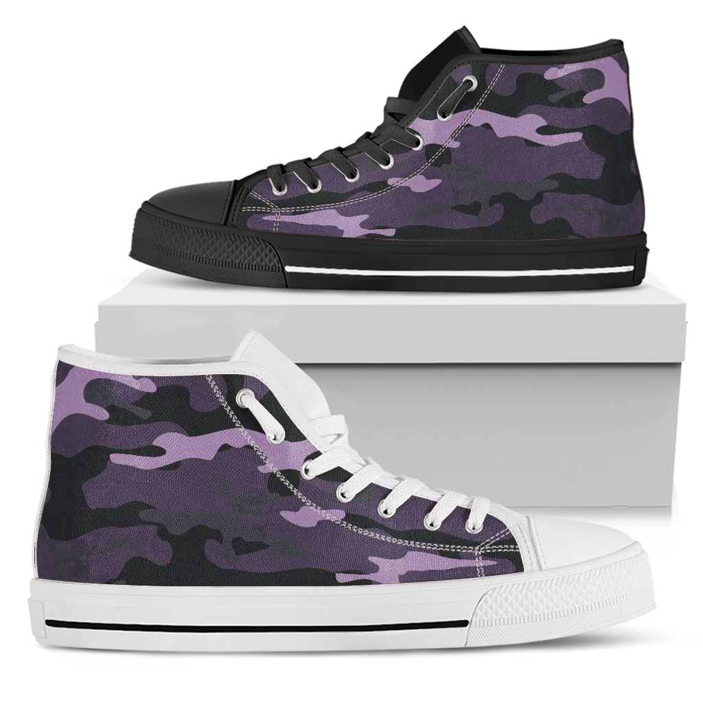 Dark Blue Purple Camouflage High Top Shoes