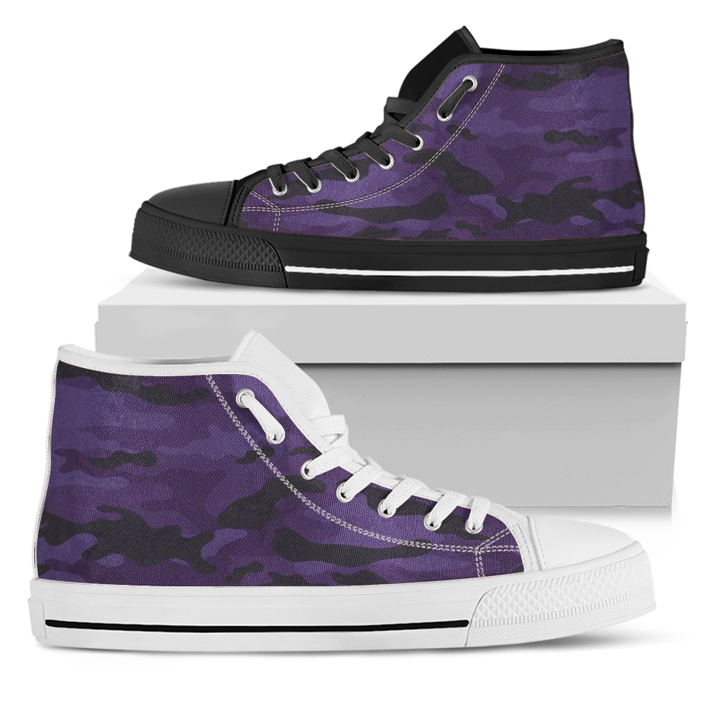Dark Purple Camouflage High Top Shoes
