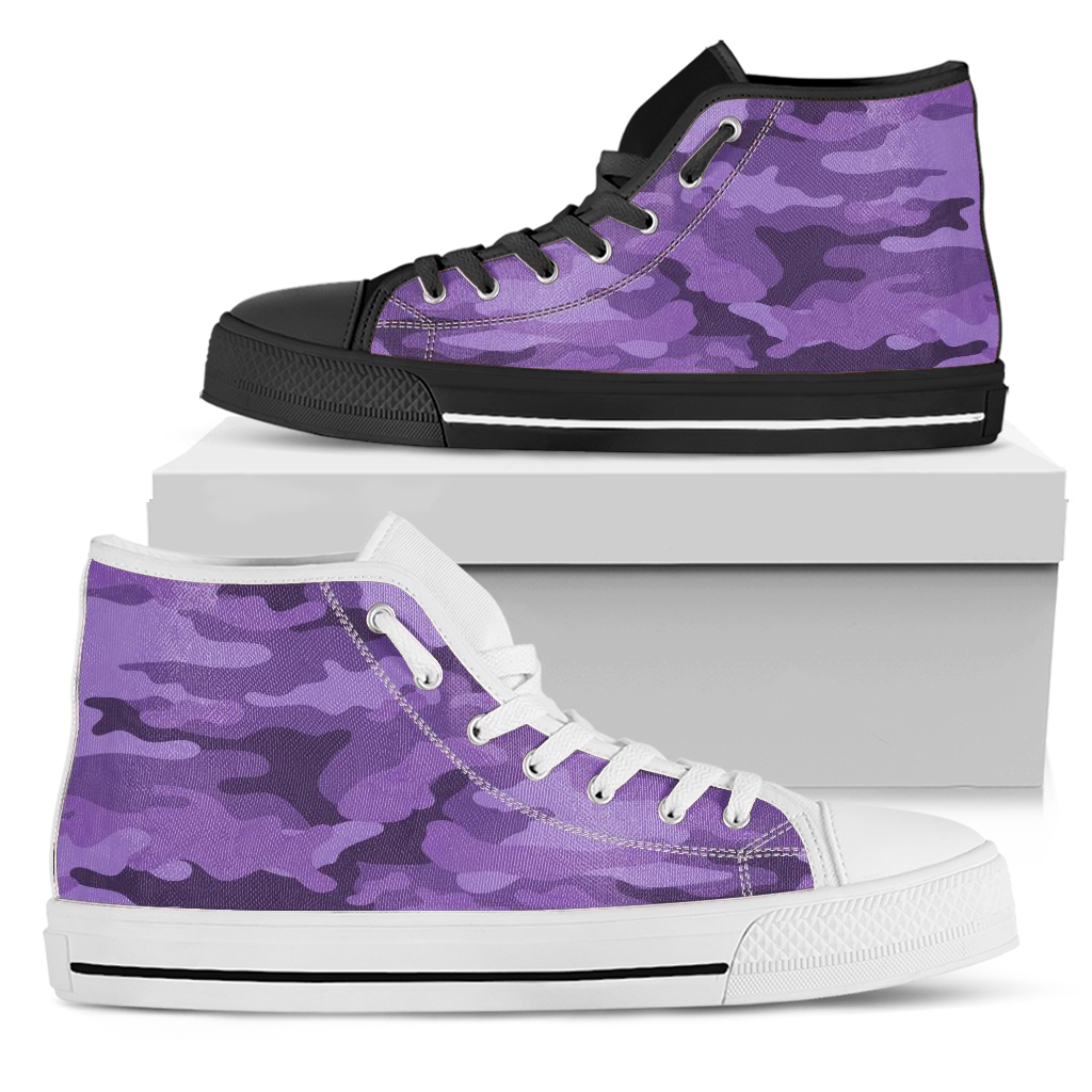 Purple Camouflage High Top Shoes