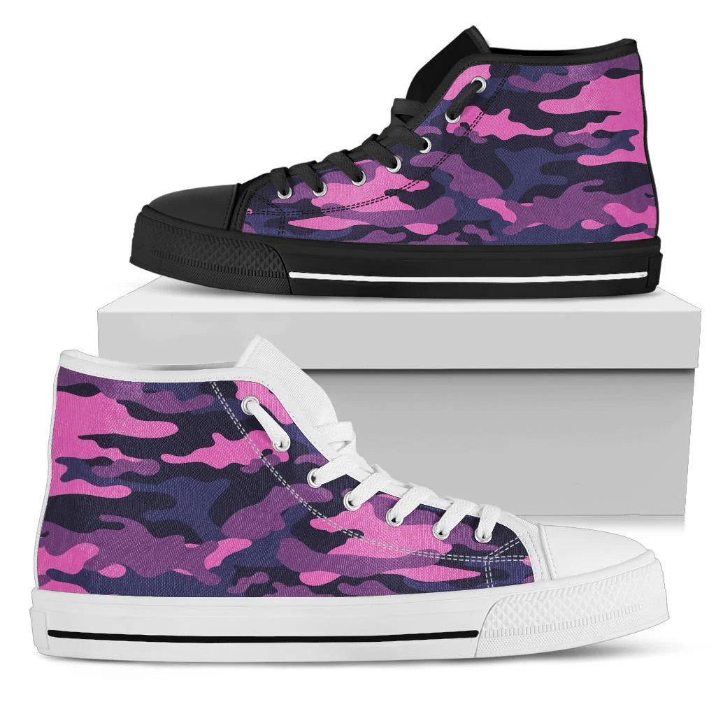 Purple Camouflage High Top Shoes