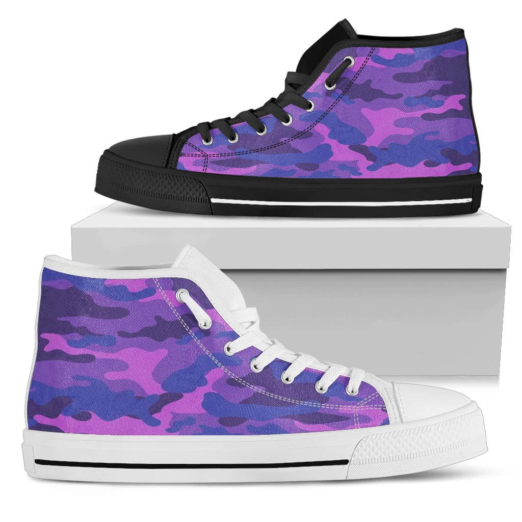 Purple Camouflage High Top Shoes