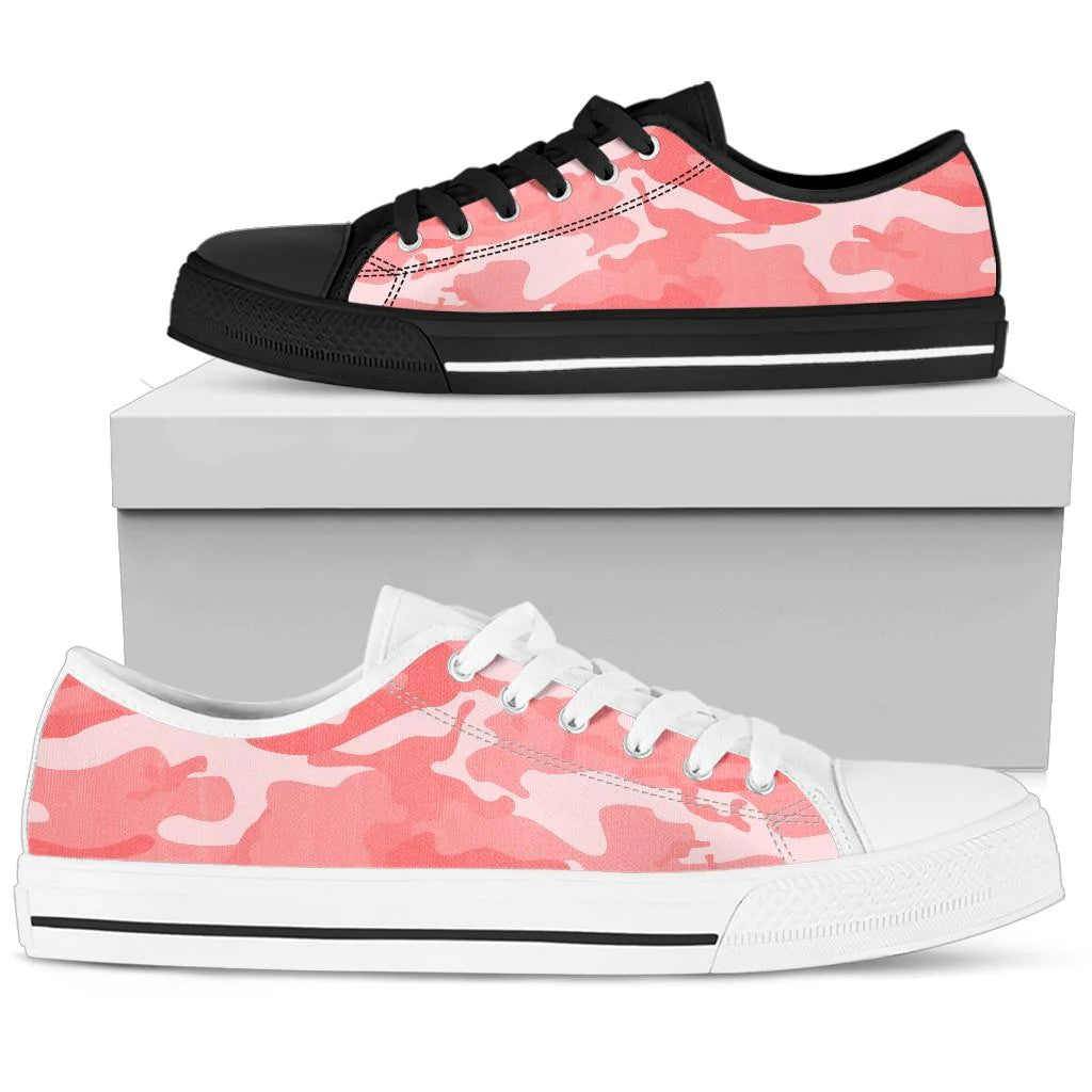 Light Red Pink Camouflage Low Top Shoes