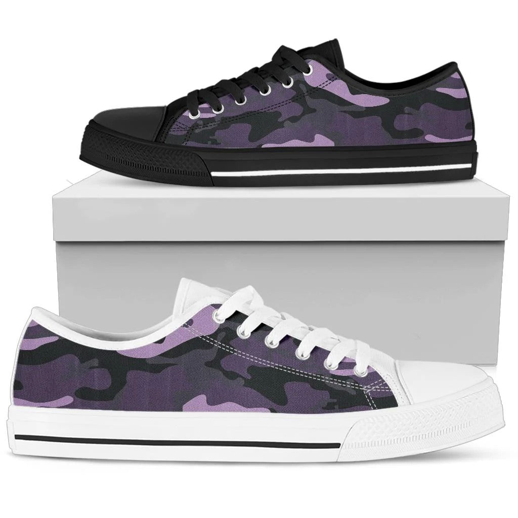 Dark Purple Camouflage Low Top Shoes
