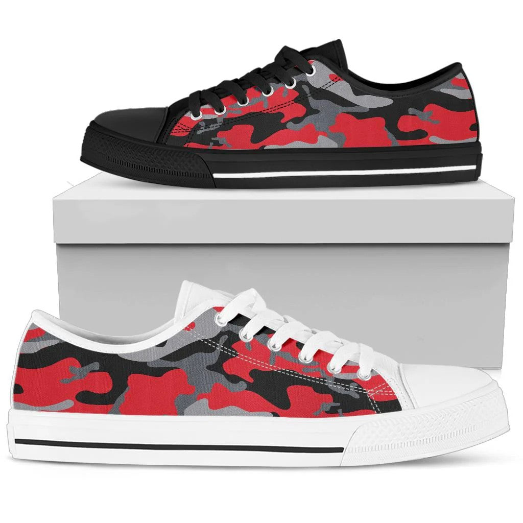 Red Camouflage Low Top Shoes