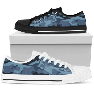 Dark Blue Navy Camouflage Low Top Shoes